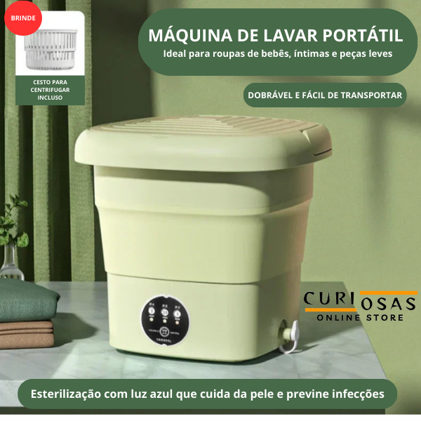 Mini Máquina de lavar dobravél e portátil CrownBear + Cesto de centrifugação (brinde)