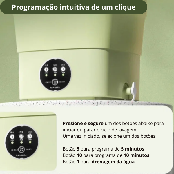 Mini Máquina de lavar dobravél e portátil CrownBear + Cesto de centrifugação (brinde)