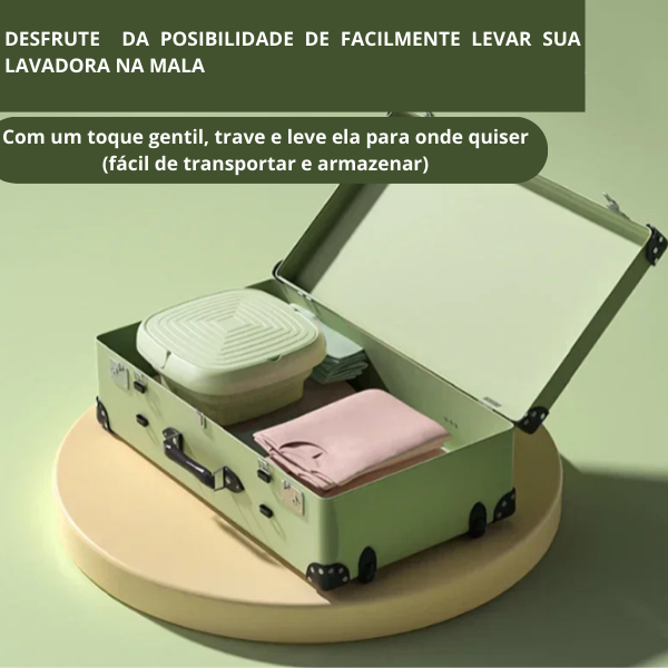 Mini Máquina de lavar dobravél e portátil CrownBear + Cesto de centrifugação (brinde)