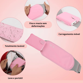 Cinta térmica Massageadora e Aquecedora para Cólica e Dores Musculares